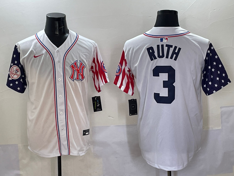 Men 2025 MLB New York Yankees 3 Ruth white jersey